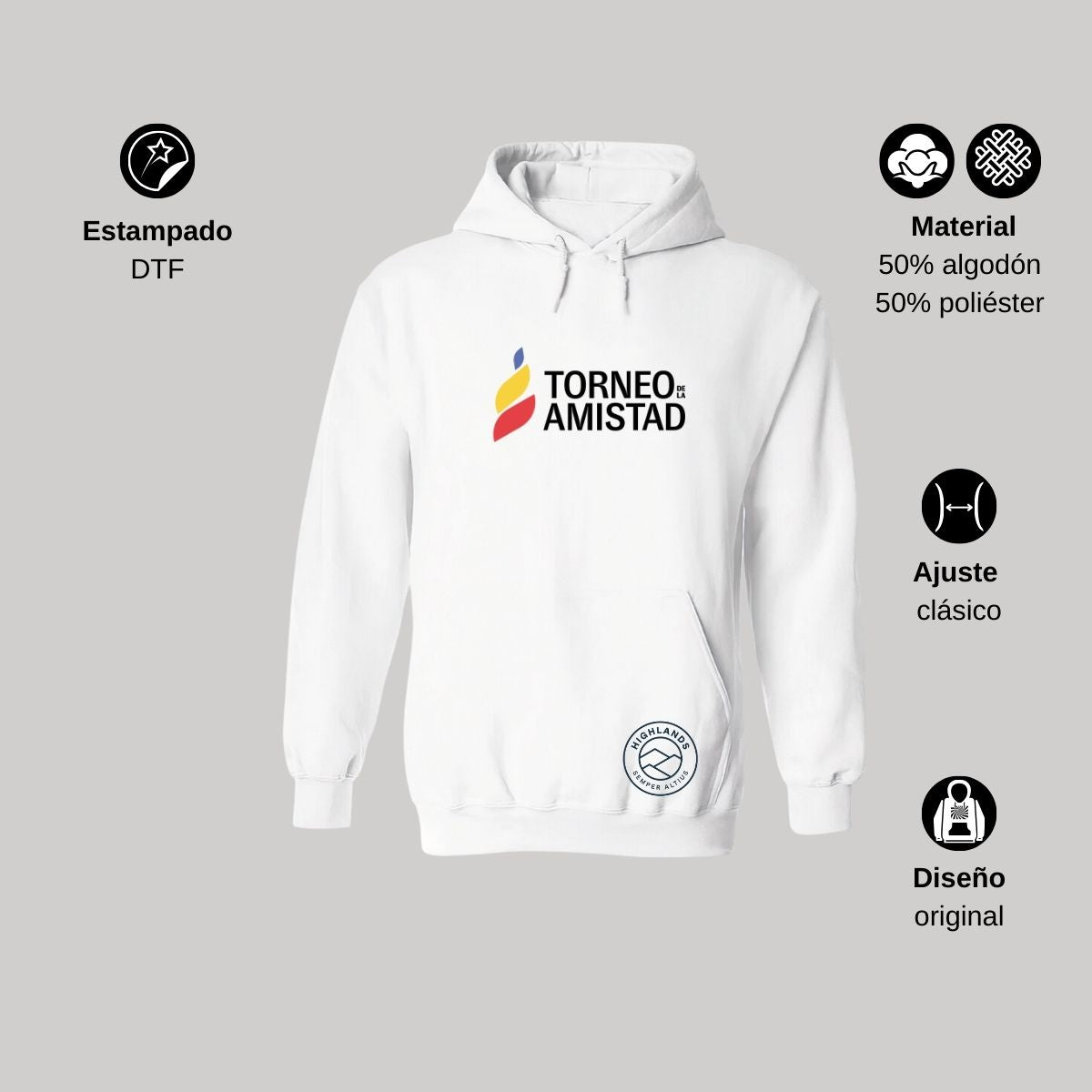 Sudadera Hoodie Unisex Algodón Poliéster Torneo de la Amistad D3T Highlands