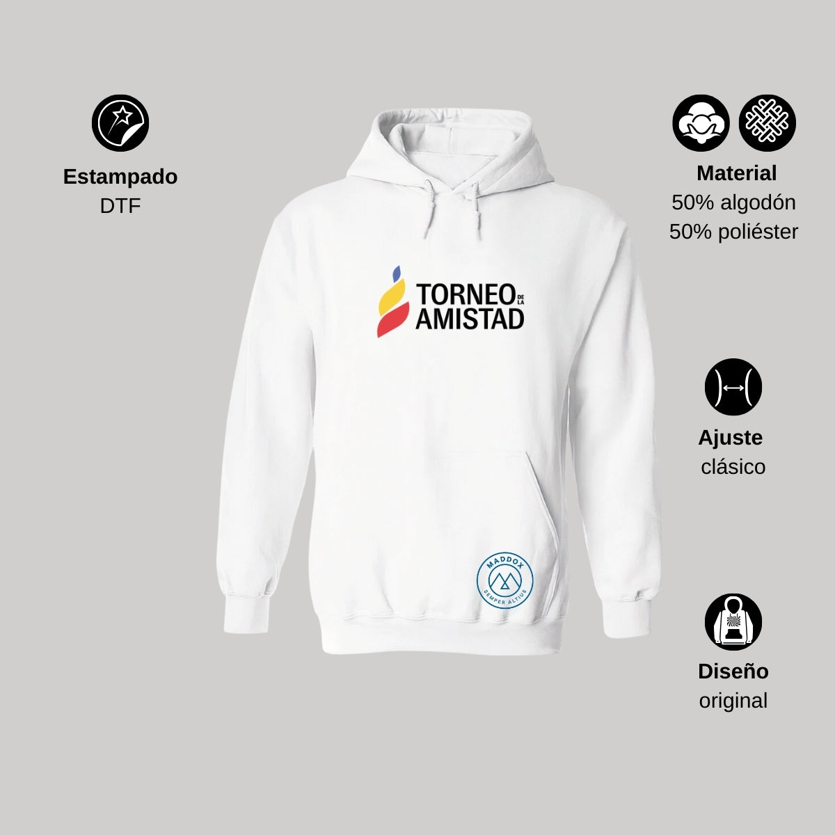Sudadera Hoodie Unisex Algodón Poliéster Torneo de la Amistad D3T Maddox