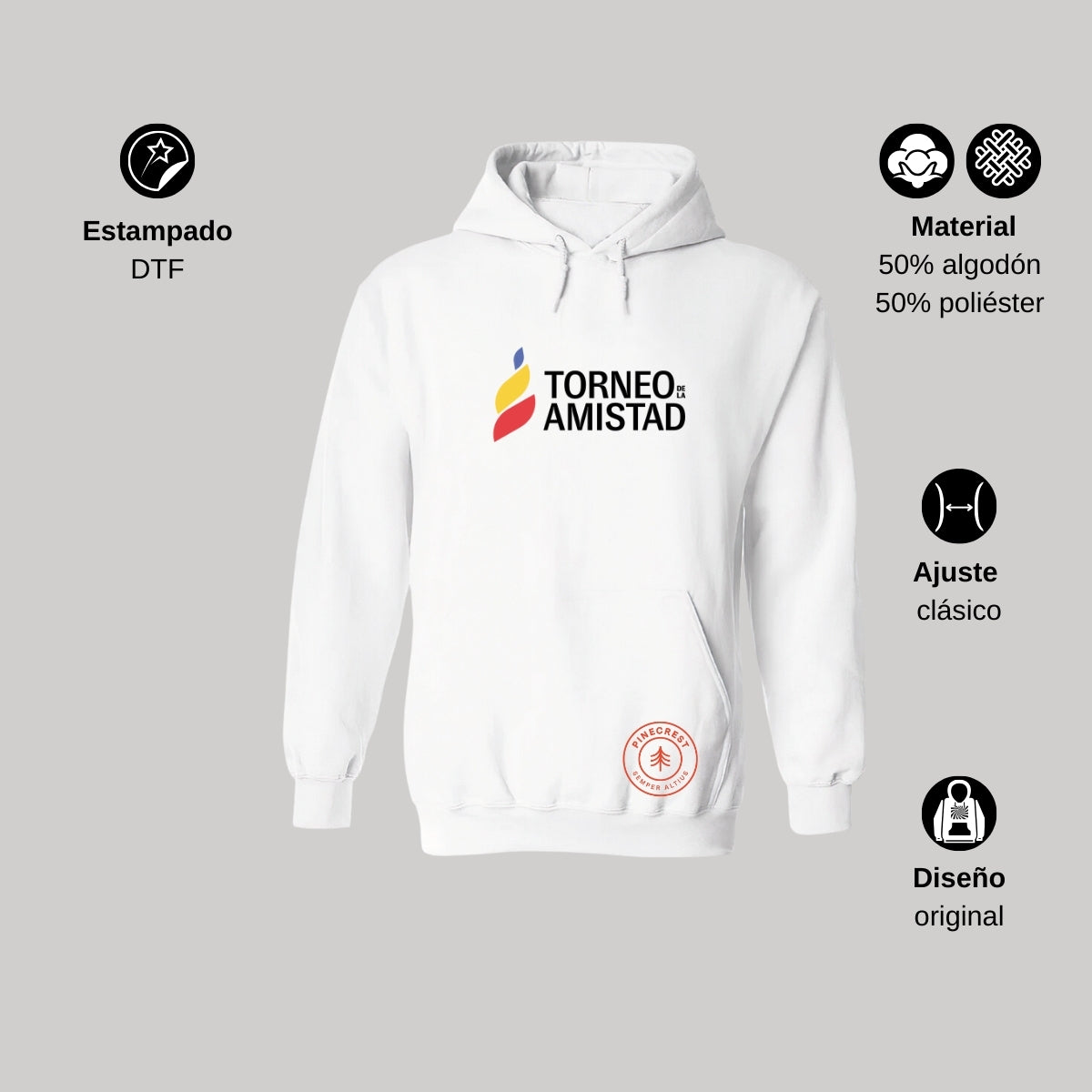 Sudadera Hoodie Unisex Algodón Poliéster Torneo de la Amistad D3T Pinecrest