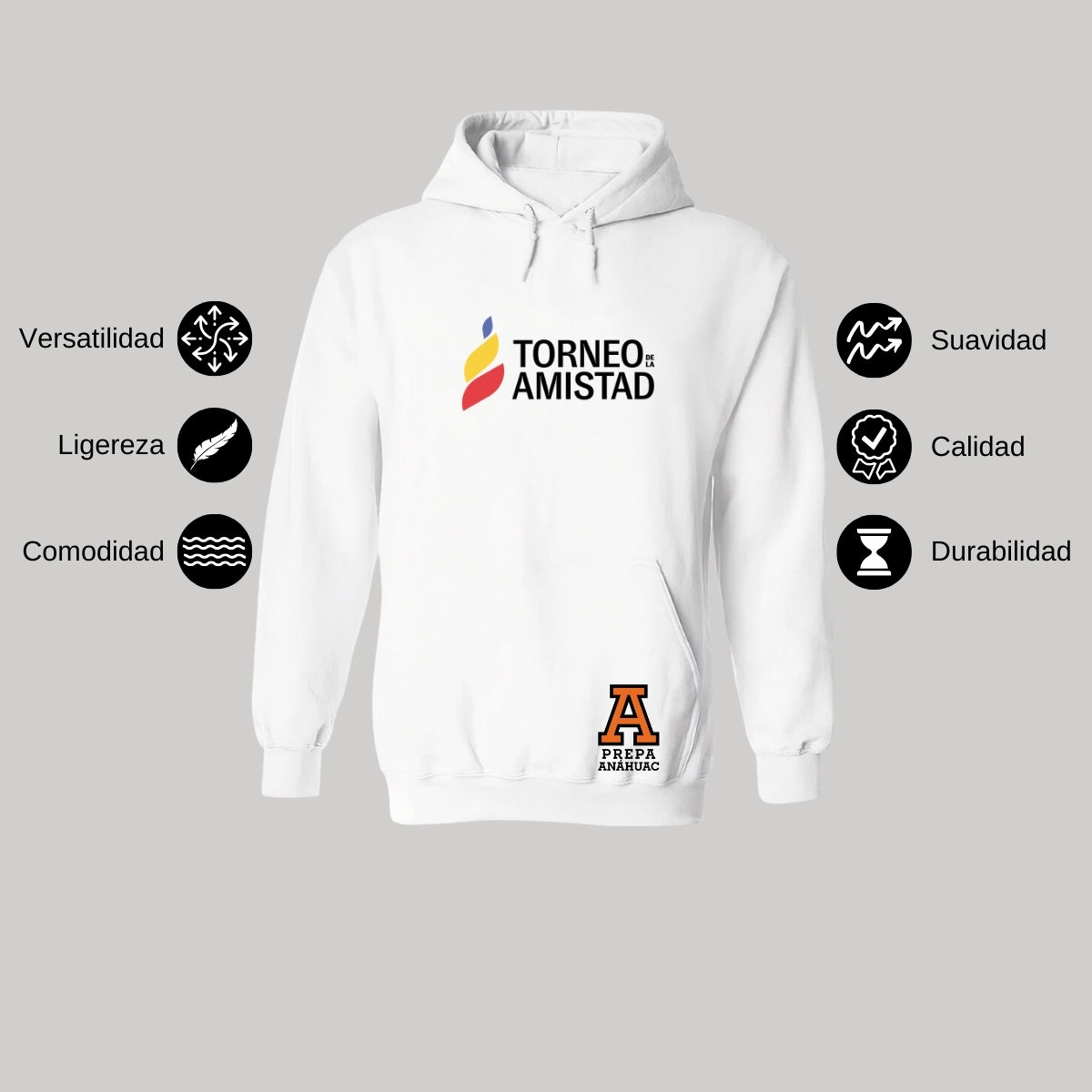 Sudadera Hoodie Unisex Algodón Poliéster Torneo de la Amistad D3T Prepa Anahuac